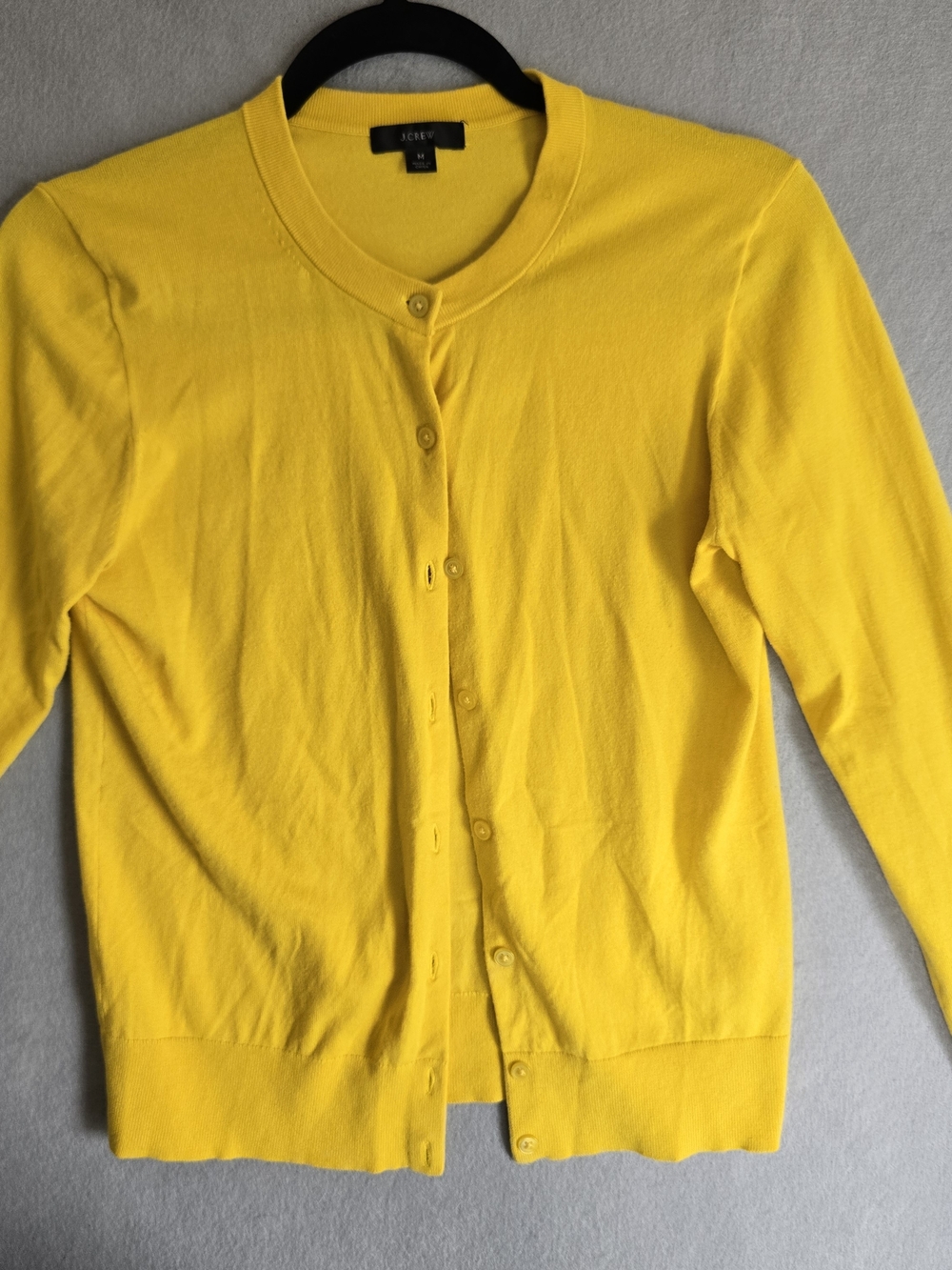 J. Crew Bright Yellow Crewneck M Button-Front Cardigan Preppy Classic Casual